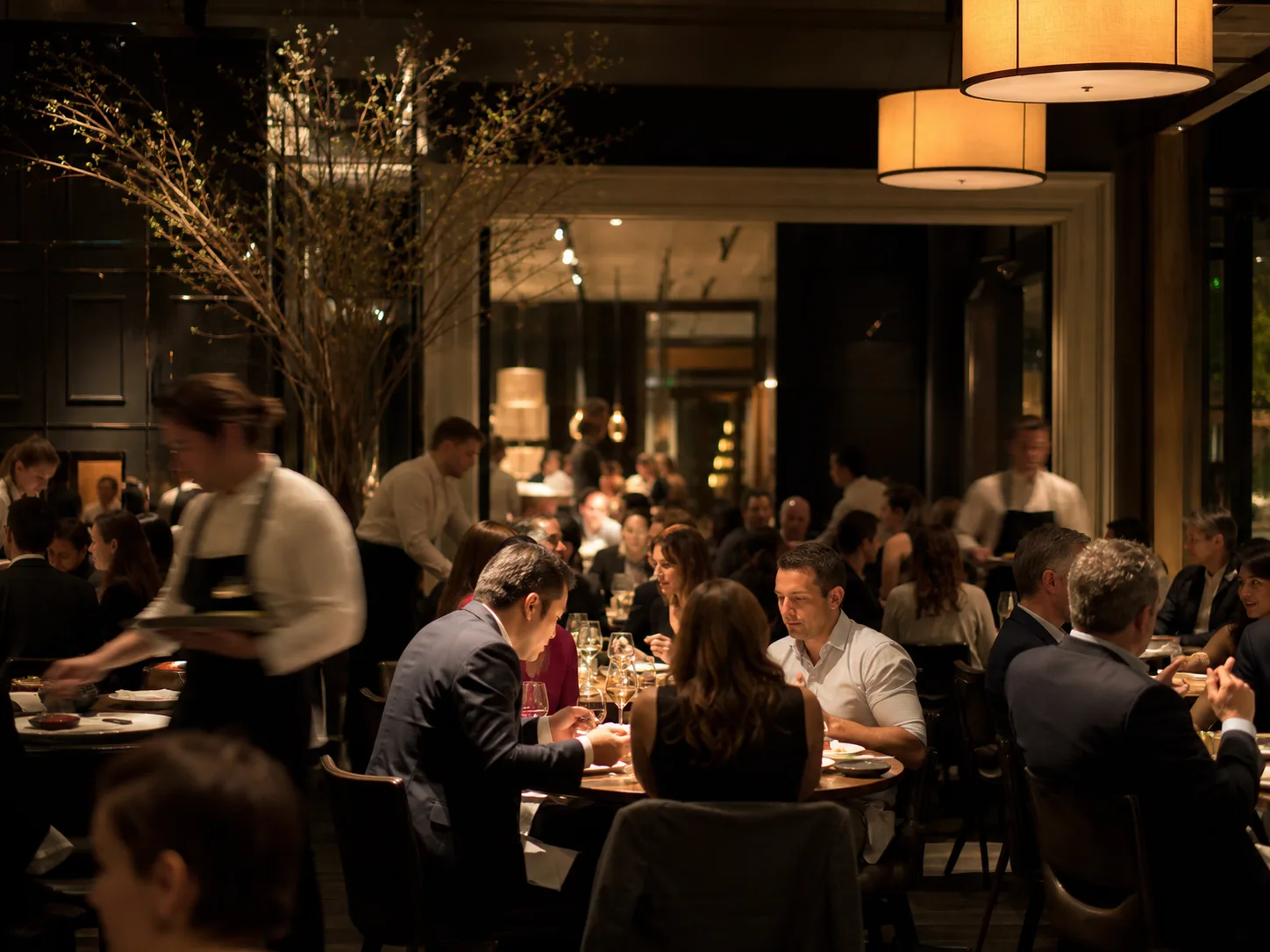 Busy dining room during peak evening service