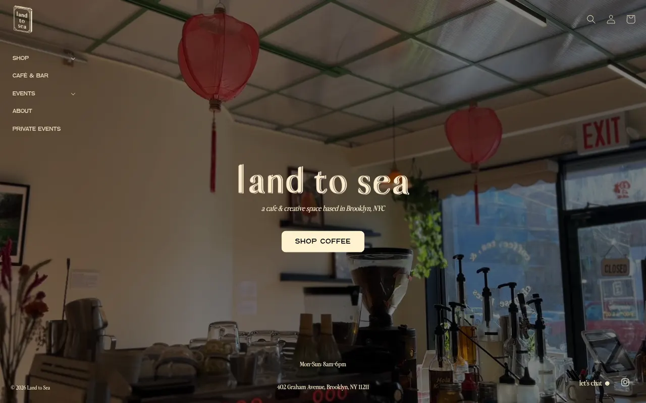 Homepage of Land to Sea, Brooklyn, New York